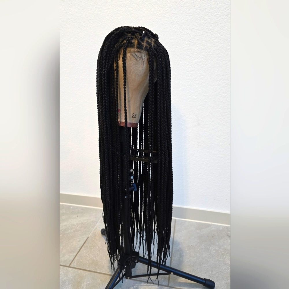 Luxe Long Elegant Full Lace Box Braided Wig- Black (30-32in)